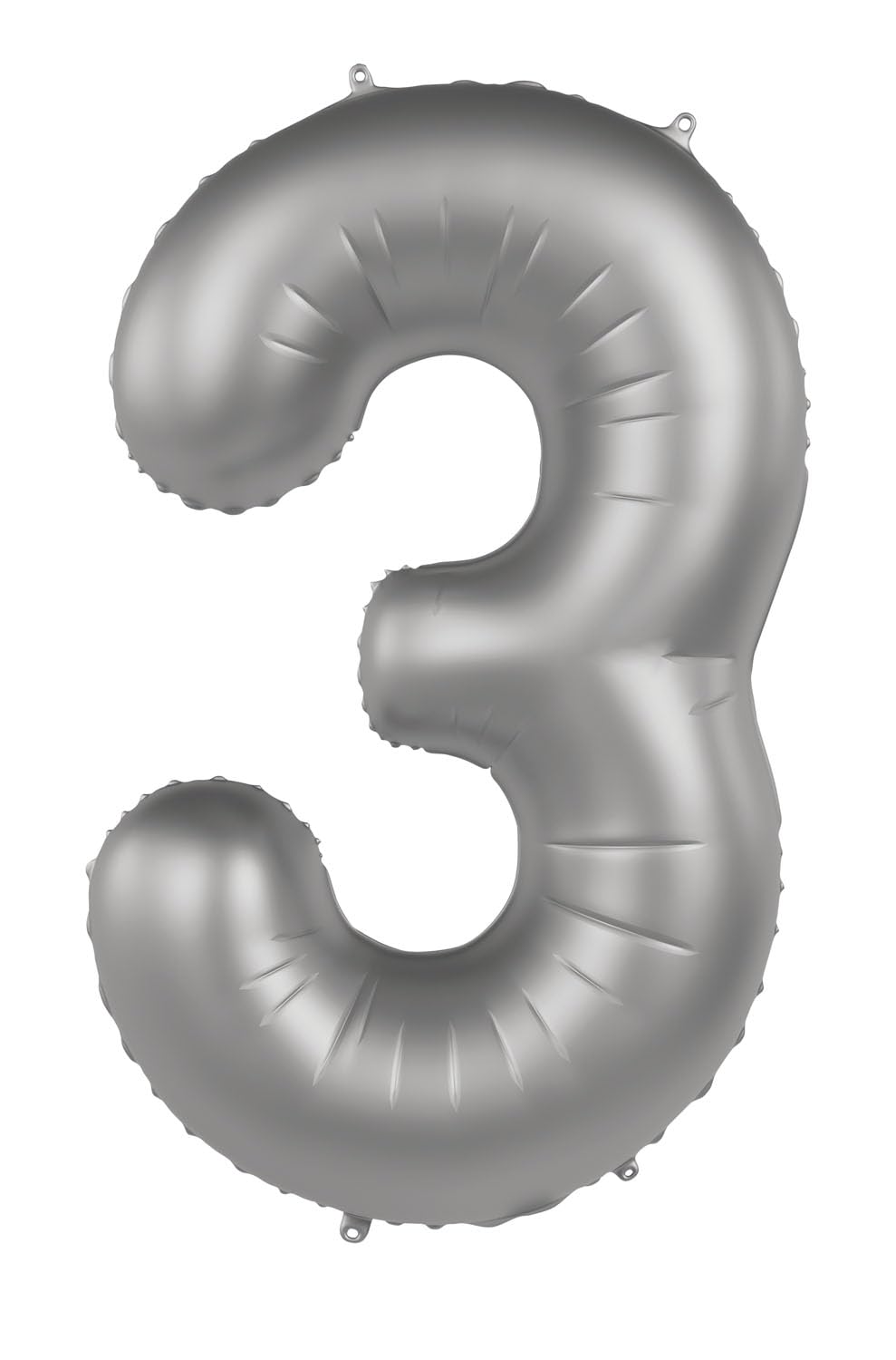 Folat 10473 Balloon Silver Foil Balloon Number 3 Moonlight Silver Satin Gloss 86 cm Party Decoration Balloon for Children Birthday Anniversary Suitable for Filling with Helium 86 cm