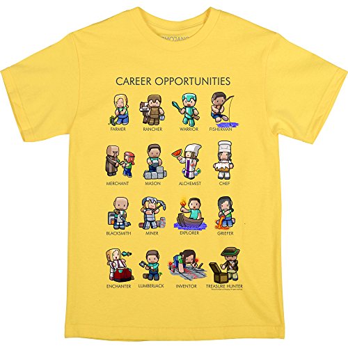 Minecraft Big Boys' Career Opportunities T-Shirt (Yellow, X-Large)