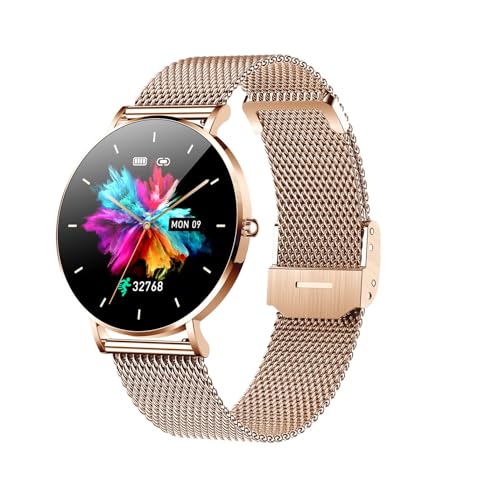 mivora Eleganza Smartwatch – Orologio Fitness con Cardiofrequenzimetro, Analisi del Sonno, Contapassi, Calendario, Controllo Fotocamera – Compatibile con Android e iOS – Uomo e Donna (Gold)