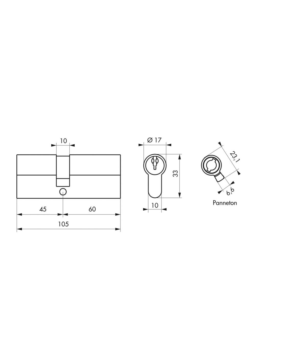 Cilindro europeo a doppia entrata SA 45x60mm, antisfilamento, nichel, 3 chiavi - THIRARD | Protezione antistrappo, finitura nichelata, meccanismo a perni, compatibile con porte interne ed esterne