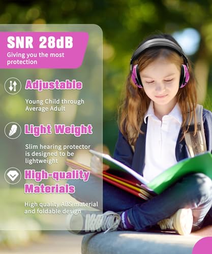 ZOHAN 032 Kids Noise Canceling Headphones - 25dB NRR Kids Ear Protection Earmuffs for School, Monster Jam, Fireworks, Travel, Air Show, Concert, Autism - Pink