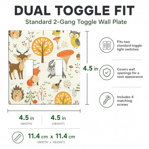 Plaque murale interrupteur double bascule arbres champignons 11cm