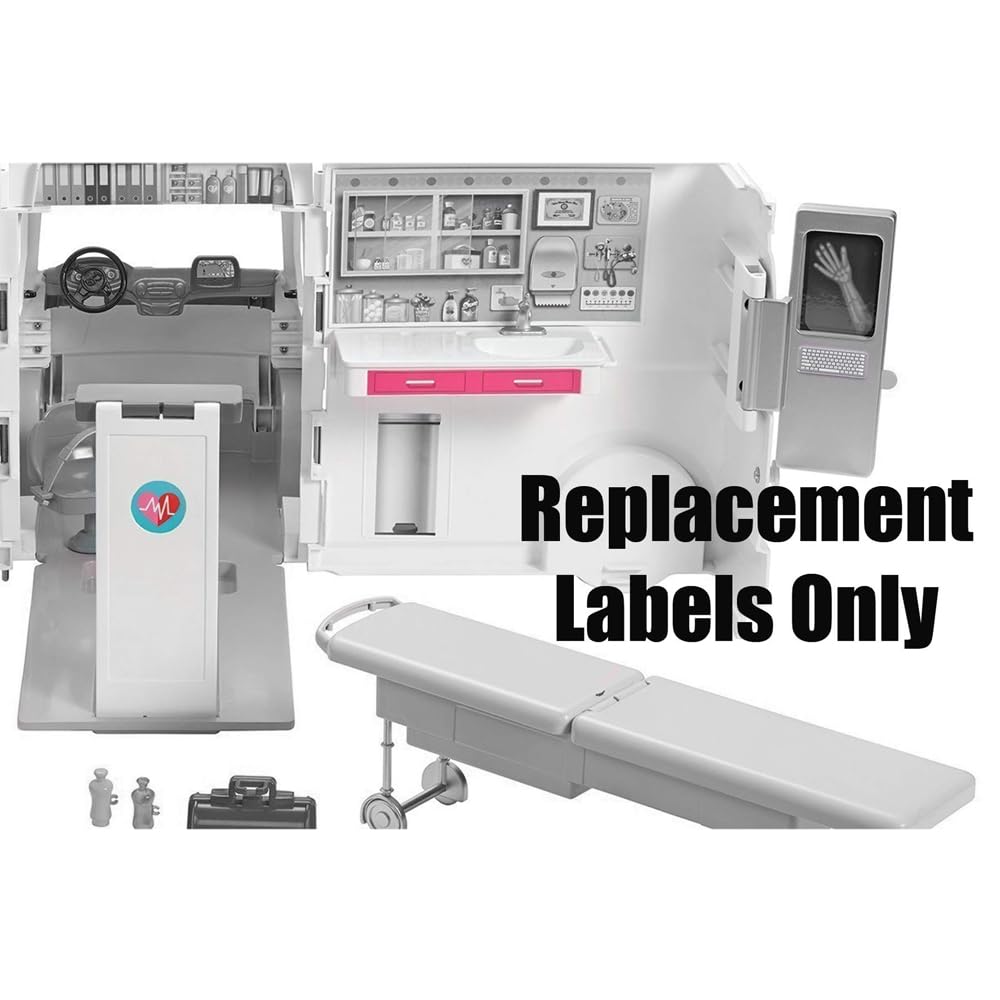 Mattel Replacement Stickers for Inspired by Barbie Care Clinic Doll Playset - FRM19 ~ Replacement Labels, Sheet E - 31-39, 48, 49 and 51, Small