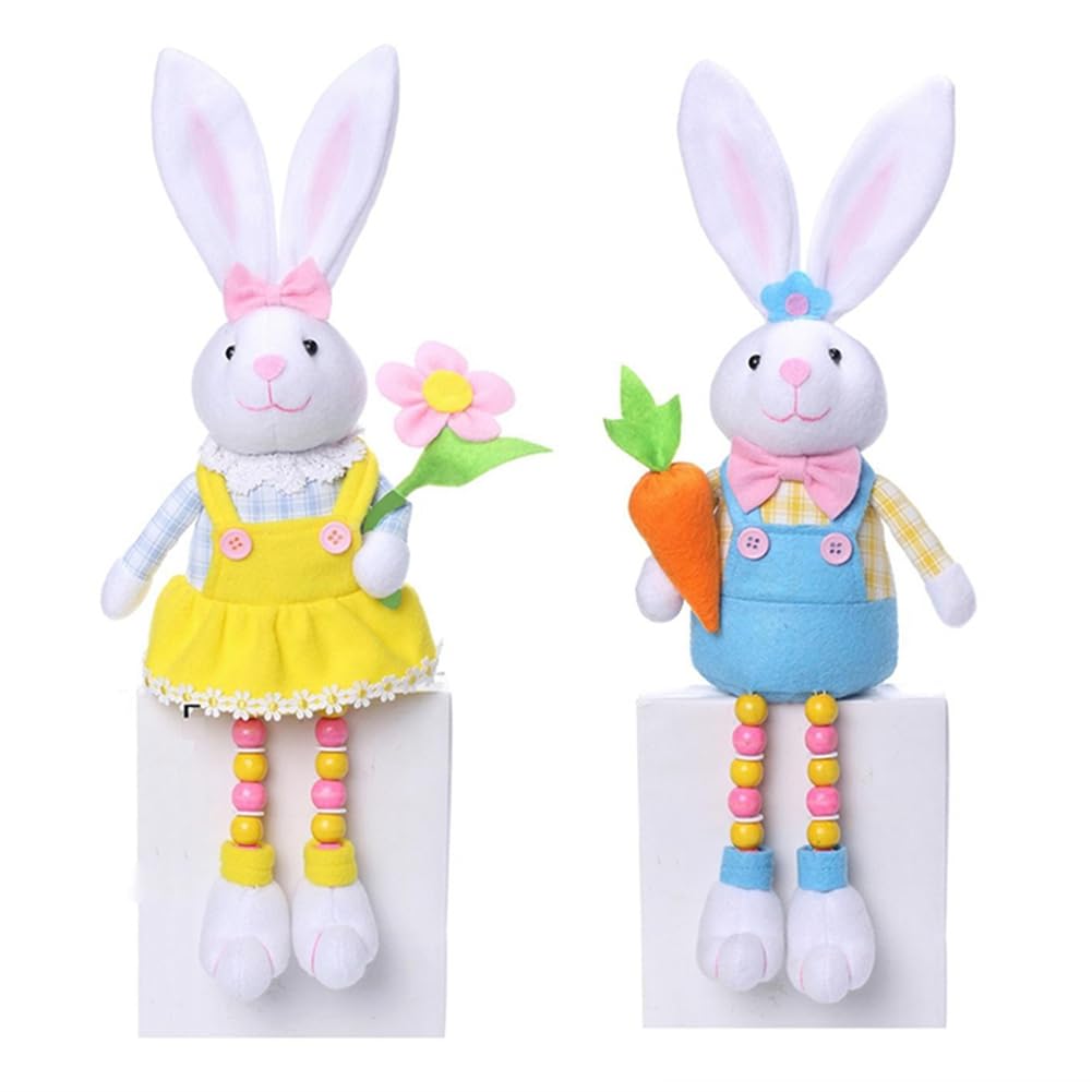 CTRLZS 2Pcs Easter Gnomes Decorations Easter Bunny Gnomes Plush Gnomes Stuffed Doll Gifts for Tiered Tray Party Decor