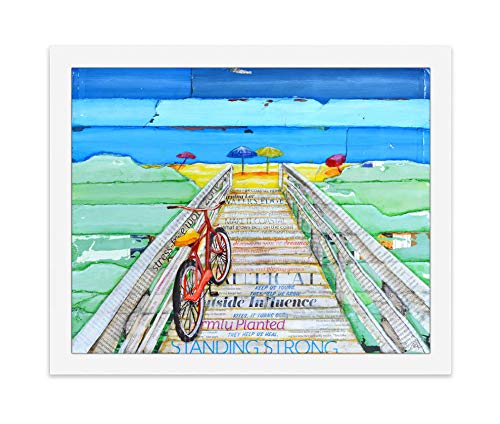 Ride to Tide By Danny Phillips Art Print, Unframed, Beach Bike Boardwalk Wall and Home Decor, Cycling, Summer Vacation Gift, Bike Art, Biking, 8x10 Inches
