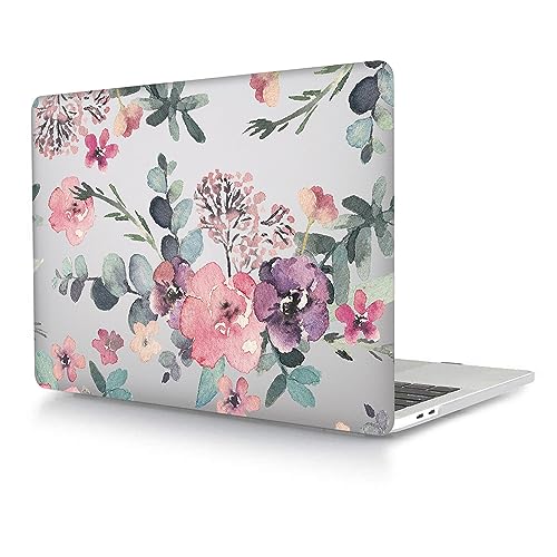 Coque Compatible avec MacBook Air 13 Pouces 2020 2019 2018 Version A2337 M1 A2179 A1932 avec Retina Display Touch ID, Étui Rigide Protecteur en Plastique, Fleur