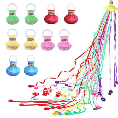 Lot de 10 serpentins colorés à la main - Pour anniversaire, mariage, vacances, carnaval, remise de diplôme