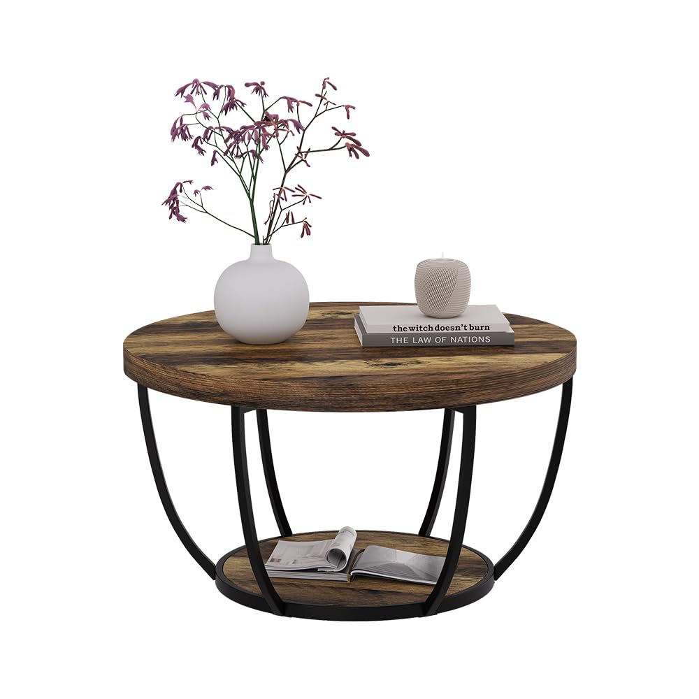 Vicco Tavolino da salotto Arvina, Rovere rustico, 80 x 80 cm, con vano portaoggetti sotto il piano del tavolo per la conservazione