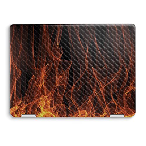 Image of MightySkins Carbon Fiber Skin Compatible with HP Spectre x360 14 inch (2022) Full Wrap Kit - Charcoal Flames | Protective, Durable Textured Carbon Fiber Finish | Easy to Apply | Made in The USA