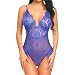 Produktbild jfhrfged Frauen Sexy Dessous Erotic Lace V-Ausschnitt BH Unterwäsche Set Pyjama Body Jumpsuit Kostüm Nachtwäsche Sexy Erotic Underwear (blau, S)