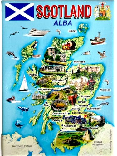 Imán decorativo mapa de Escocia 2.5 x 3.5 pulgadas miniatura 1