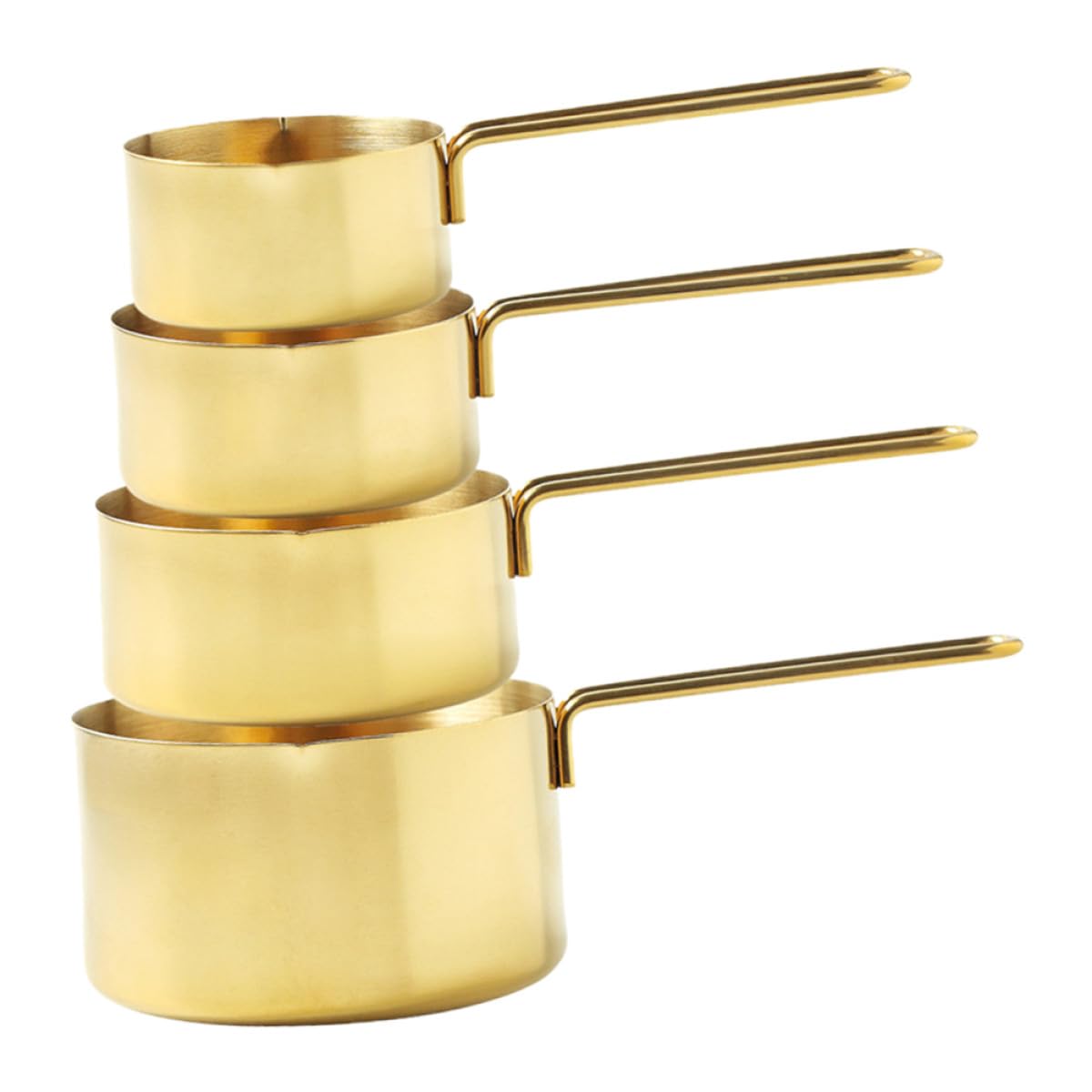 Lot de 4 Cuillères Doseuses en Acier Inoxydable Or Poignée Longue et Trou Suspendu, Accessoires la Cuisine pour Pâtisserie et Usage Domestique