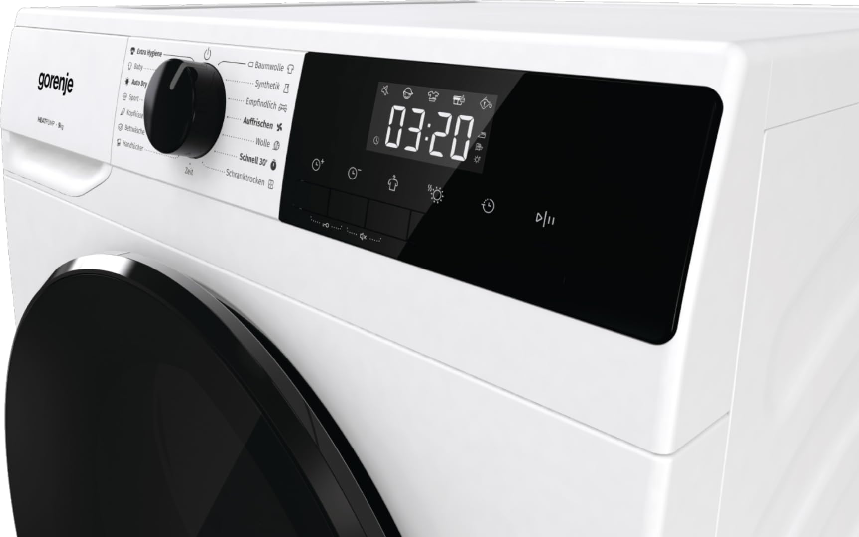 Gorenje DHNA92/DE 9kg Wärmepumpentrockner, 59,5 cm breit, 15 Programme, Knitterschutz, LED Display, Kindersicherung, Feuchtesensor, weiß