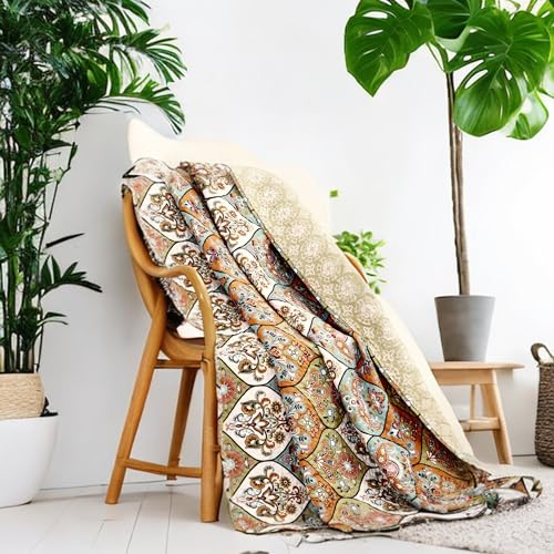 Dada Bedding Collection QUILTED THROW BLANKET Reversible Floral Paisley, Soft For Couch & Bed Throw/Lap Throw– Salmon thumb #4