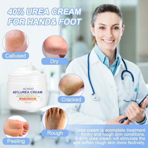 ACWOO Urea Cream 40%, Urea Foot Cream, 150g Urea Cream for Feet, Urea Foot & Hand Cream for Cracked Heels and Dry Skin, Foot Nourishing Frost for Callus Remover, 40% Urea Lotion for Feet - Image 4