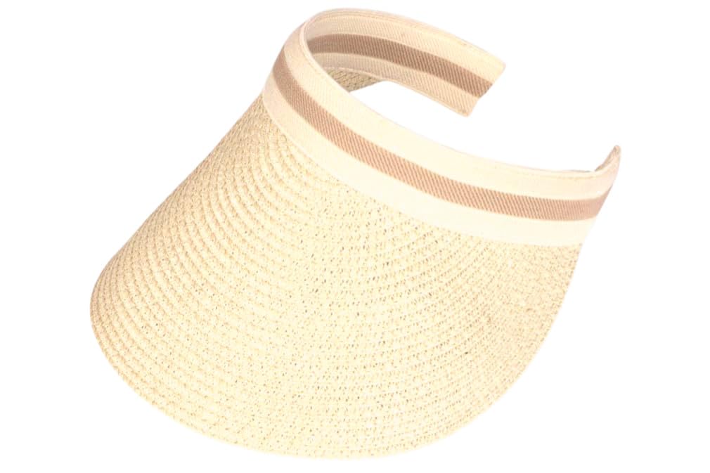 Casquette Visière en Paille Sport et Plage, Serre Tête Anti Soleil Ajustable Anti UV, Confort Léger