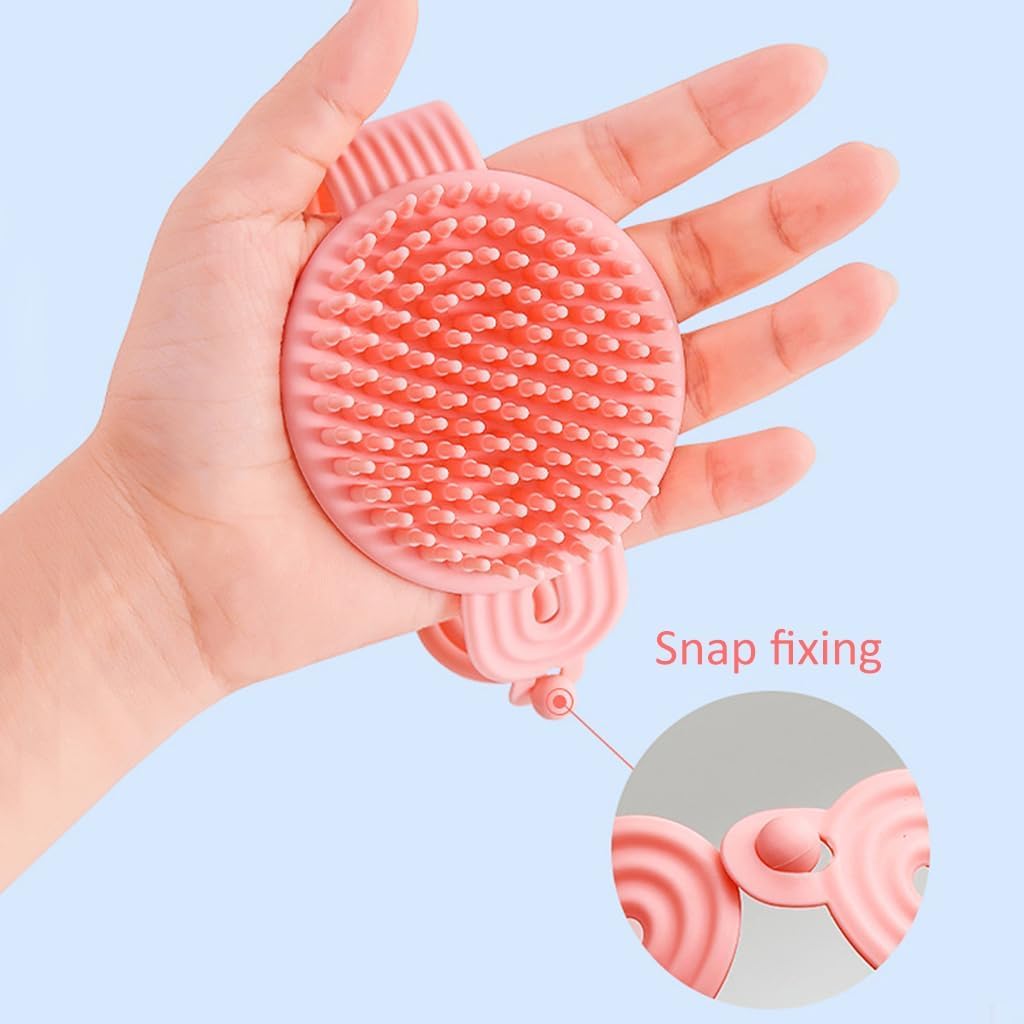 MANTHUMI 2 in 1 double sided shampoo brush silicone soft bristles brush with hanging handheld scalp massager brush cleaning 2