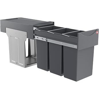 Hailo AS Terzett 3666131 Built-In Waste Bin 10/10/10 Dark Grey | On base cabinet