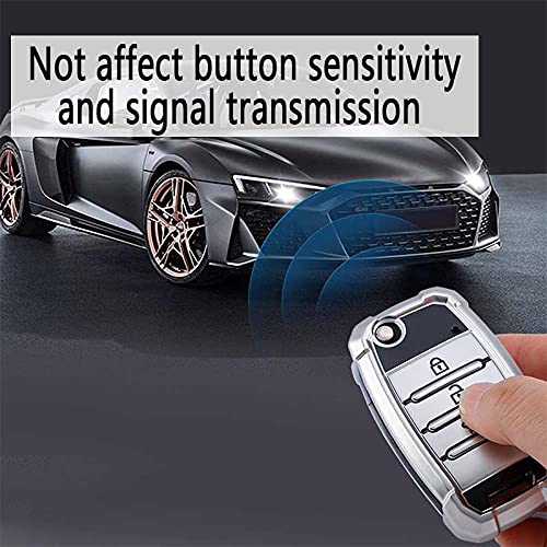 HIBEYO Custodia Portachiavi Auto In Pelle Per KIA | Adatta A K2 K4 Sportage Sorento Rio Picanto | 3 Tasti | Colore Rosa - 4