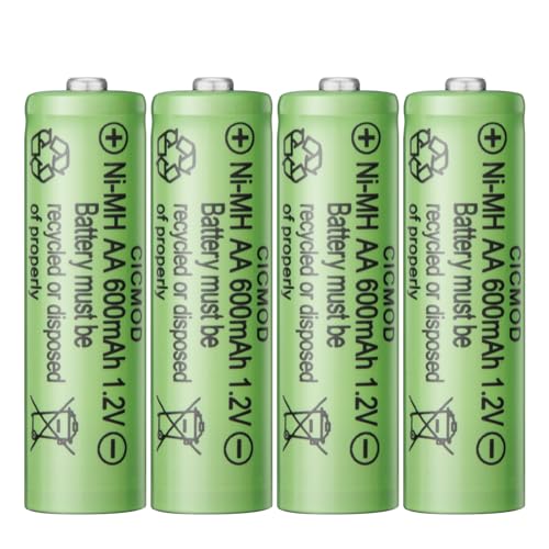 CICMOD Rechargeable AA Batteries 1.2V Ni-MH 600mAh Double A Battery 4 Pack