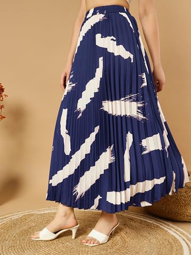 Image of ZWERLON | Effortlessly and Beautiful Floral | Floral Pleated Maxi Skirts for Women | Perfect Long Sleeve, Elastic Waist