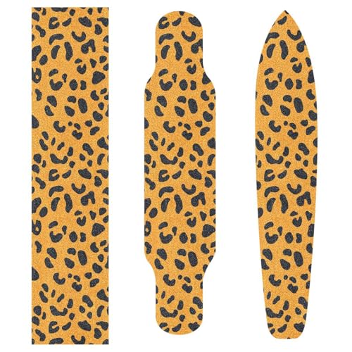 STAYTOP Orange Leopard Print Skateboard Grip Tape Sheet 44x10inch,Non Slip Waterproof Sandpaper Scooter Grip Tape Longboard Griptape