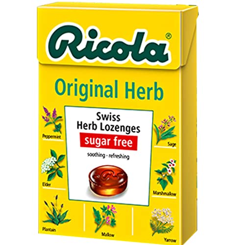 Image of Ricola Sugar Free Original Herb Swiss Herb Lozenges Drops Pack of 2 Pouch, 2 x 40 g