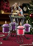 Nativity Advent Wreath - with Votive Glass Candle Holders