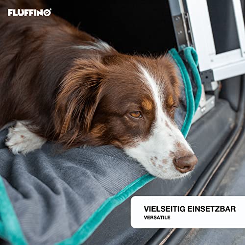 FLUFFINO® Hundedecke/Wendedecke - Hochwertig, flauschig weiche & robuste Oberseite (150x100 cm, 40°C waschbar, Grau) Kuscheldecke/Liegedecke für große und kleine Hunde - Sofadecke
