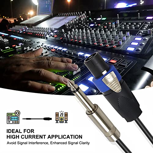 Hbu Pack Of 1 10 Feet Speakon To 1/4" Cable - 1Pc 10Ft Speak-On Male To 1/4 Inch 6.35Mm Ts Wire For Speaker, Loudspeaker, Audio Amplifier, Mixer - 16 Awg Heavy Duty Shielded With Twist Lock #TOP5