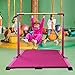 JC-ATHLETICS Gymnastics Bar for Kids Girls Ages 3-15 with Ring for Home Indoor Training Equipment- Steady Steel Construction, Anti-Slip, Easy to Assemble, 3' to 5' Adjustable Height