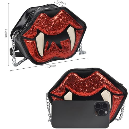 Halloween Lip Devil Purse - Novelty Halloween Lip Handbag Crossbody Bag for Women Gothic Gift Candy Shoulder Bag3