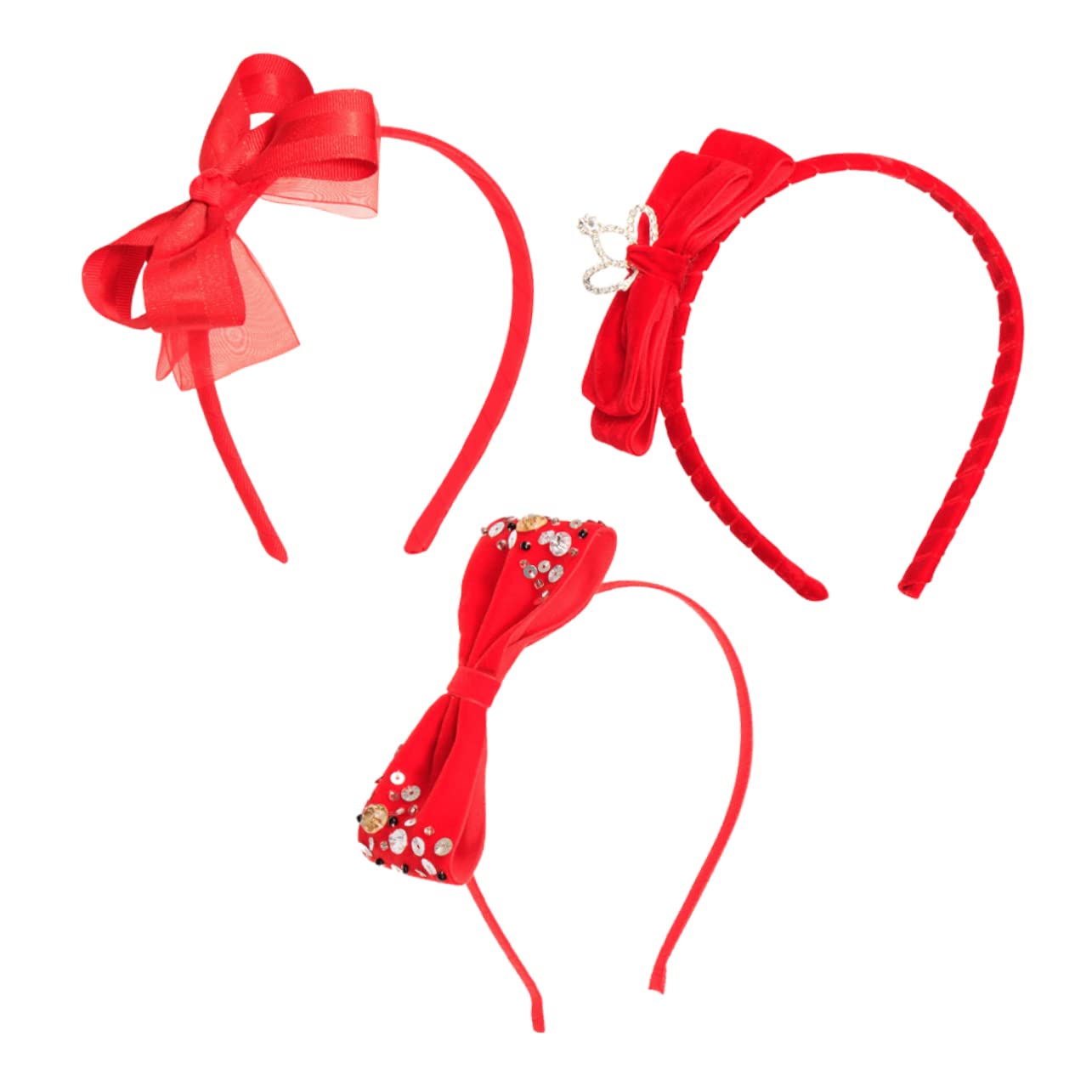 FRCOLOR 3 Set Di Fasce Per Con Fiocco Carino Per Ragazze Copricapo Per Le Feste Di Paillettes Fascia Per Con Fiocco Per Ragazzi E Ragazze Per Festa Di Compleanno 3 Pezzi*3
