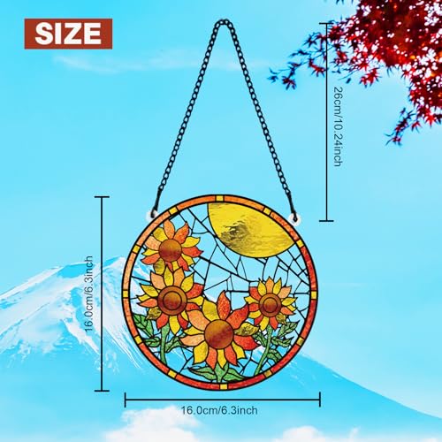 PLIGREAT Sunflower Stained Glass Window Hanging - Image 3