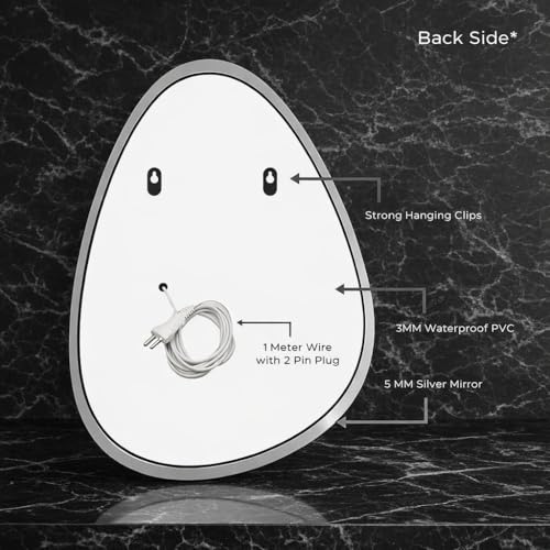 Image of LED Mirror for Bathroom, Washbasin and Office, 18x24 inch| Touch Sensor | Wall Mounted Elliptical Mirror with LED /3 Color Light Brightness Adjustable (Warm, White & Natural Light)