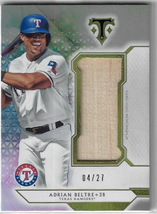 Adrian Beltre Serial Numbered #04/27 Single Jumbo Relic Game Used Bat Memorabilia Collectible Baseball Card - 2018 Topps Triple Threads Collectible Baseball Card #SJR-ABL2 (Rangers)