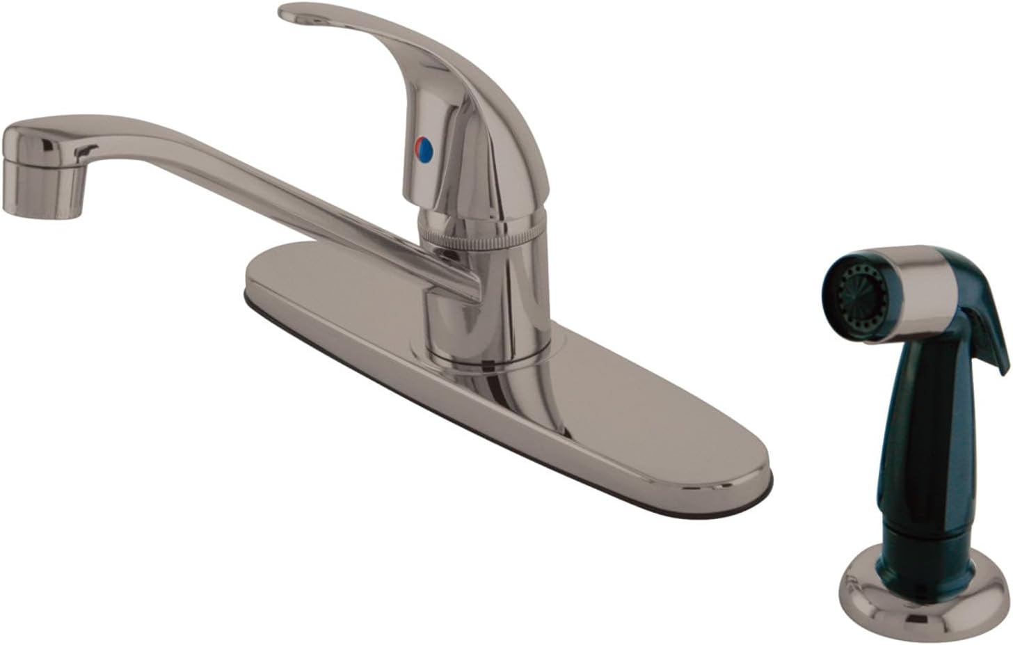 Kingston Brass KB6578LL Single-Handle 2-or-4 Hole Deck Mount 8" Centerset Kitchen Faucet with Side Sprayer in Brushed Nickel