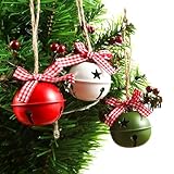 18 PCS Christmas Jingle Bells Ornaments in Red White Green Ornaments Christmas Tree Bells Pendant,Christmas Holiday Party Supplies for Christmas Tree Decor,Wreath,Window Memorial Ornament(Bell-Mix)