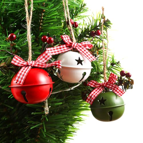 18Pcs Christmas Jingle Bells Ornaments in Red White Green Ornaments