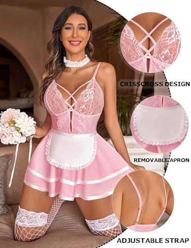 Image of SSoShHub Premium UltraSoft Babydoll Lingerie Bikini Swimwear Mini Chemise Mesh Wedding Bikini Nightie Bodysuit Skirt Bridal Honeymoon Valentine Halloween Nightdress