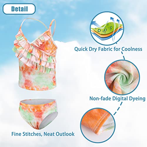 Image of Girls Tankini Swimsuits Two Piece Bathing Suit Hawaiian Ruffle Swimwear Set for Kids Girls 3-16 Years