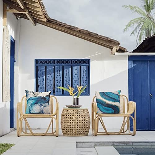 Vigvog Outdoor Pillow Covers Waterproof 18 X 18 Inch,Decorative Blue Grey Throw Pillow Cases,Water Resistant Square Cushion Covers For Couch Sofa Patio Garden Furniture,Set Of 4 #TOP2
