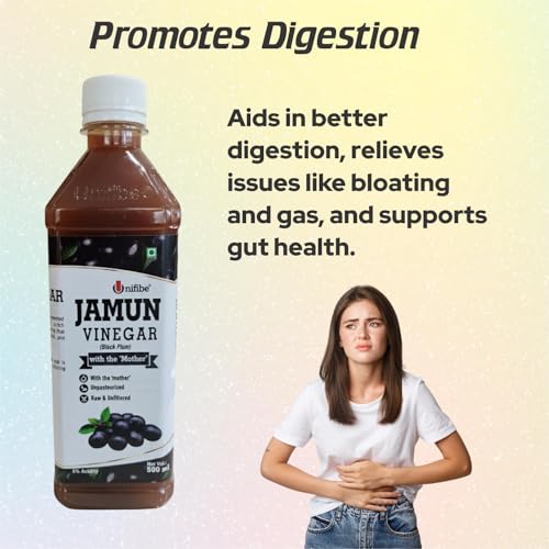 Image of Unifibe Jamun Vinegar (Sirka) | 100% Natural & Unfiltered | With the 'Mother' | Supports Blood Sugar, Digestion & Immunity - 500 ml (500 ml)