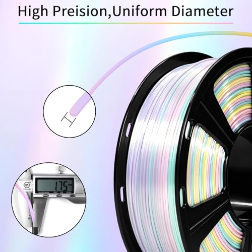 Image of GEEETECH Silk Rainbow PLA Filament 1.75mm, 3D Printer Filament 1kg Spool (2.2lbs), Shiny Multicolor Gradient PLA, + /- 0.02 mm Accuracy, Low Warping, 3D Printing Filament Fits Most FDM 3D Printers