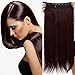 Produktbild Clip in Extensions wie Echthaar Weinrot Haarverlängerung Haarteil hitzebeständig Glatt 1 Tresse 5 Clips 23"(58cm)-140g