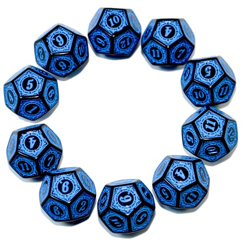 Dados D12 legibles con numeros azules para evitar errores en juegos de rol pack de 10