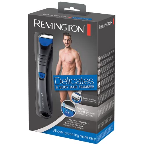 Remington Tondeuse Corps Homme [Précision & Confort] Delicates (Anti-coupures & irritations, Rase à 0,2mm, Rechargeable, Batterie Lithium, Wet&Dry, pochette) Tondeuse corps BHT250