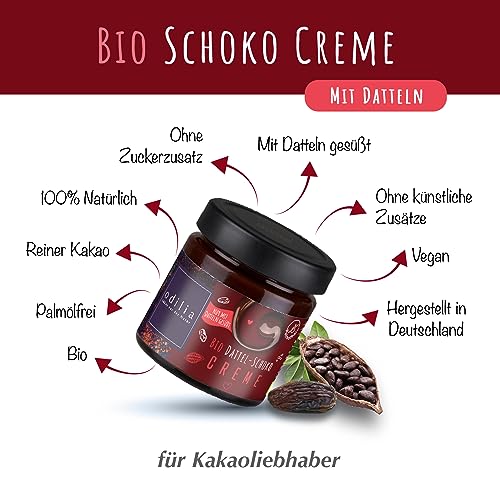 Premium Bio Dattel Schoko Creme - Ohne Zusatz von raffiniertem Zucker & Ohne Palmöl - Vegan - Gluten- und laktosefrei I Ohne Konservierungsstoffe (1)
