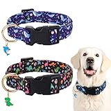 2 Pack Dog Collars for Large Dogs Boy Dog Collars for Male Dogs Adjustable Cute Pet Collar with Animal Charm