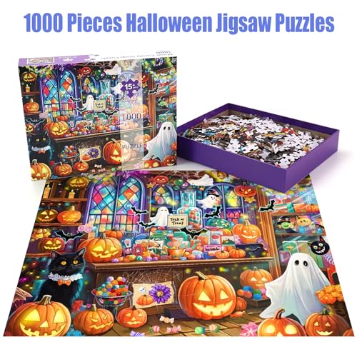 1000 Piece Halloween Jigsaw Puzzle for Adults, Ghost Candy Shop Theme - image 7